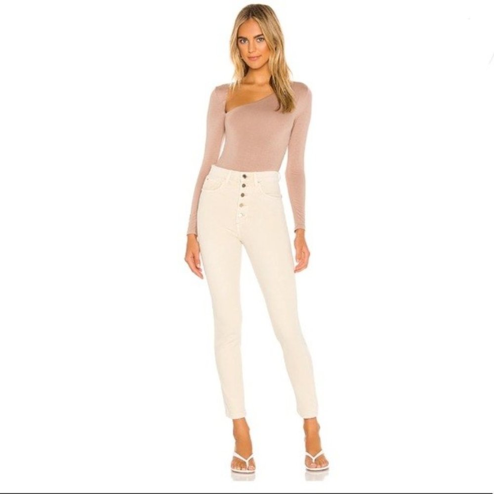 NWT Weworewhat Danielle High Rise Button Fly Straight Jeans Cream Size 26